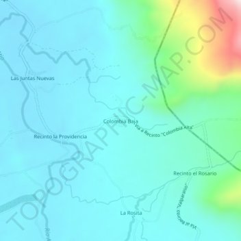 Mappa topografica Colombia Baja, altitudine, rilievo