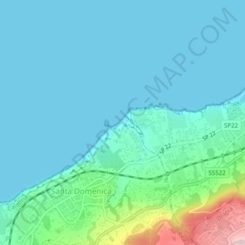 Mappa topografica Riaci, altitudine, rilievo