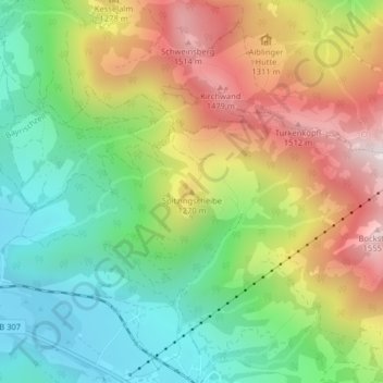 Mappa topografica Spitzingscheibe, altitudine, rilievo
