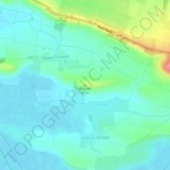 Mappa topografica Ball Hill, altitudine, rilievo