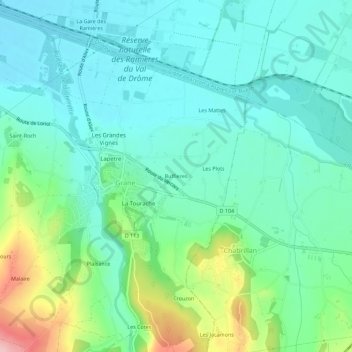 Mappa topografica Buffieres, altitudine, rilievo