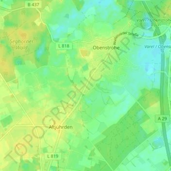 Mappa topografica Bramloge, altitudine, rilievo