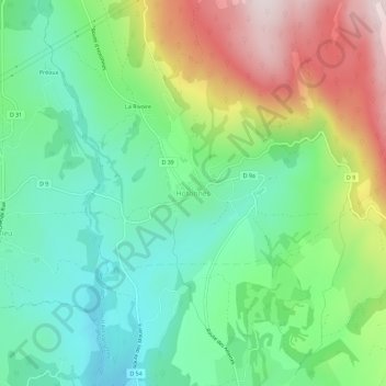Mappa topografica Hotonnes, altitudine, rilievo