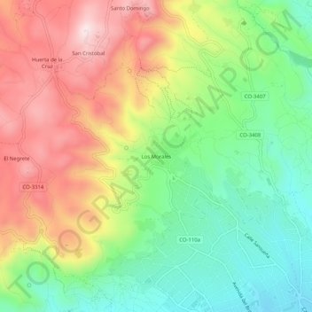 Mappa topografica Los Morales, altitudine, rilievo