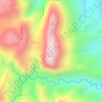 Mappa topografica Mount Unapan, altitudine, rilievo