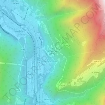 Mappa topografica Les Côtes d'en Bas, altitudine, rilievo