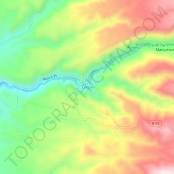 Mappa topografica Codpa, altitudine, rilievo
