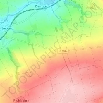 Mappa topografica Escherode, altitudine, rilievo