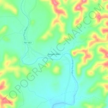 Mappa topografica Reagan Wells, altitudine, rilievo