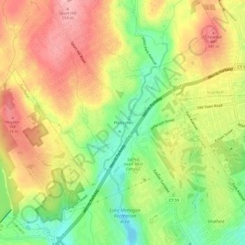 Mappa topografica Plattsville, altitudine, rilievo