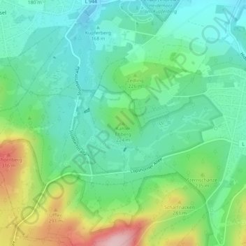 Mappa topografica Kahler Ehberg, altitudine, rilievo