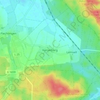 Mappa topografica Hasselburg, altitudine, rilievo
