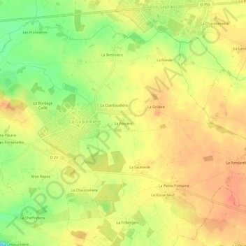 Mappa topografica La Fossère, altitudine, rilievo