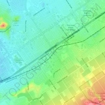 Mappa topografica Arlington Station, altitudine, rilievo