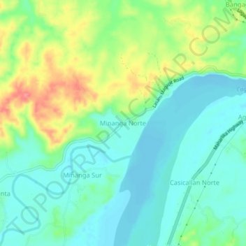Mappa topografica Minanga Norte, altitudine, rilievo