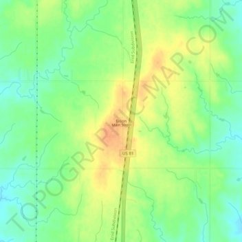 Mappa topografica Bison, altitudine, rilievo