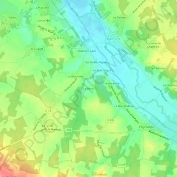 Mappa topografica Le Berry, altitudine, rilievo
