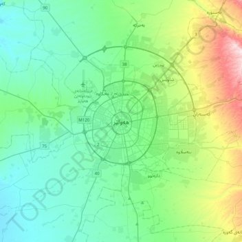 Mappa topografica Erbil, altitudine, rilievo