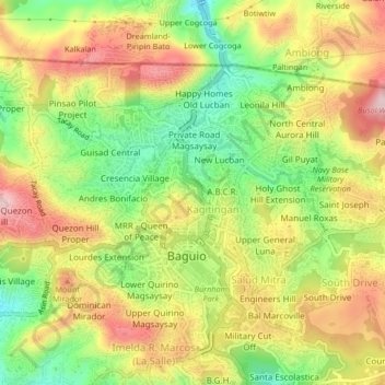 Mappa topografica Upper Magsaysay, altitudine, rilievo