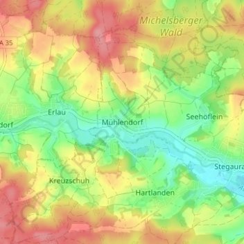 Mappa topografica Mühlendorf, altitudine, rilievo