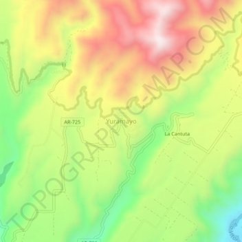 Mappa topografica Yuramayo, altitudine, rilievo