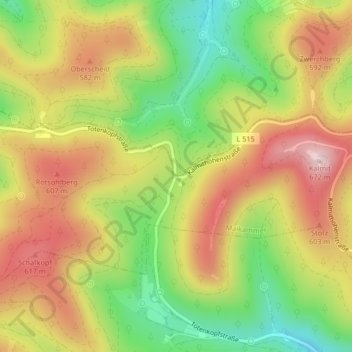Mappa topografica Hüttenhohl, altitudine, rilievo