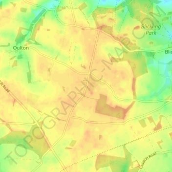 Mappa topografica Oulton Street, altitudine, rilievo