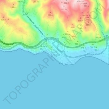 Mappa topografica La Rábita, altitudine, rilievo