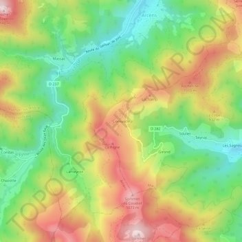 Mappa topografica Cornuscle, altitudine, rilievo