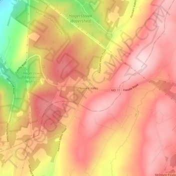 Mappa topografica Pleasant Valley, altitudine, rilievo