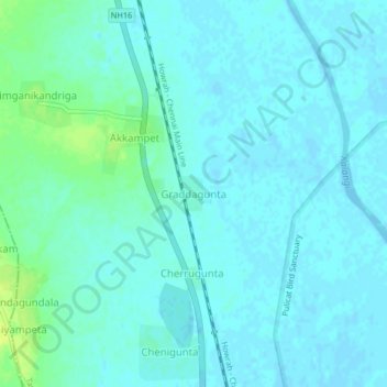 Mappa topografica Graddagunta, altitudine, rilievo