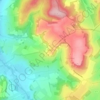Mappa topografica Fontette, altitudine, rilievo