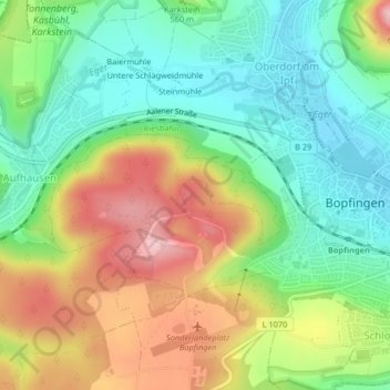 Mappa topografica Sandberg, altitudine, rilievo