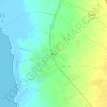 Mappa topografica مستورة, altitudine, rilievo