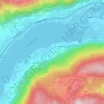 Mappa topografica Alt-Ossiach, altitudine, rilievo