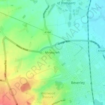 Mappa topografica Molescroft, altitudine, rilievo