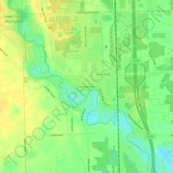 Mappa topografica New Boston, altitudine, rilievo