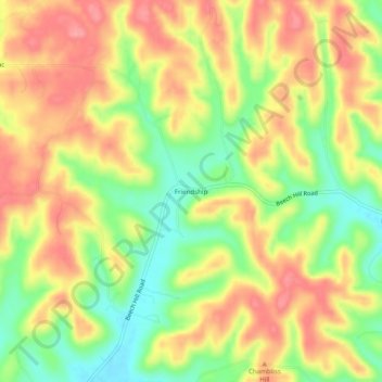 Mappa topografica Friendship, altitudine, rilievo