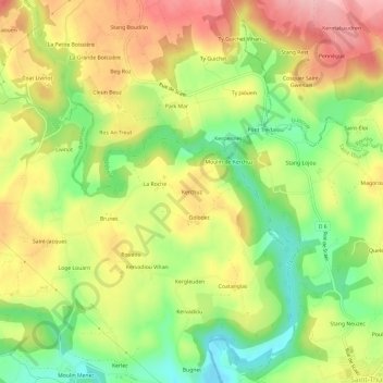 Mappa topografica Kerchuz, altitudine, rilievo