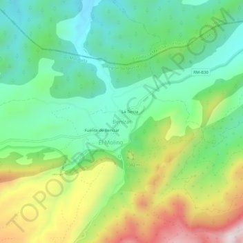Mappa topografica Benízar, altitudine, rilievo