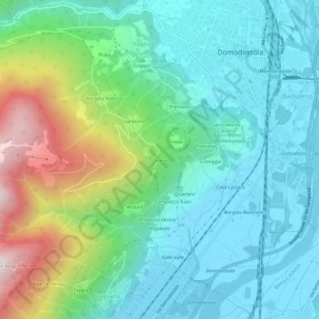 Mappa topografica Quana, altitudine, rilievo
