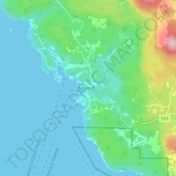 Mappa topografica Lund, altitudine, rilievo