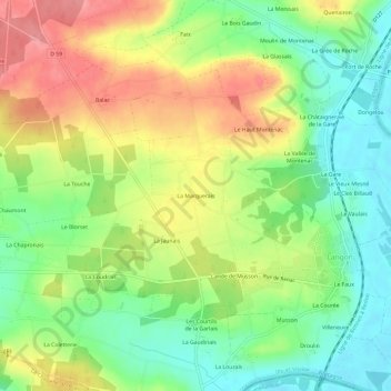 Mappa topografica La Marquerais, altitudine, rilievo