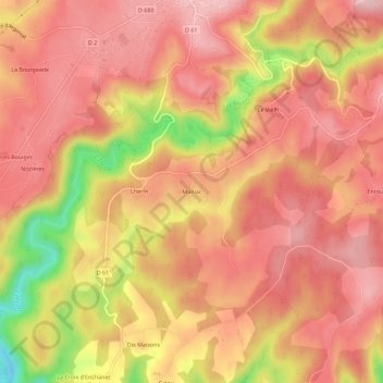 Mappa topografica Maniac, altitudine, rilievo
