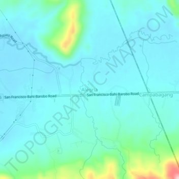 Mappa topografica Alegria, altitudine, rilievo