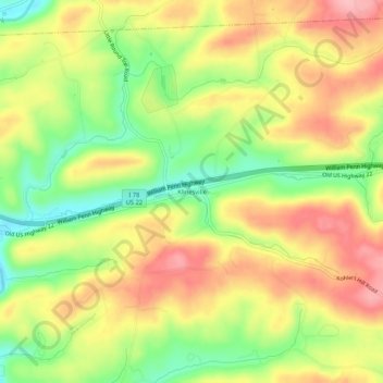 Mappa topografica Klinesville, altitudine, rilievo