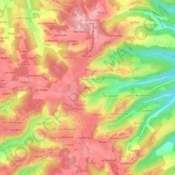 Mappa topografica L'Albétie, altitudine, rilievo