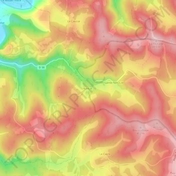 Mappa topografica Autejac, altitudine, rilievo