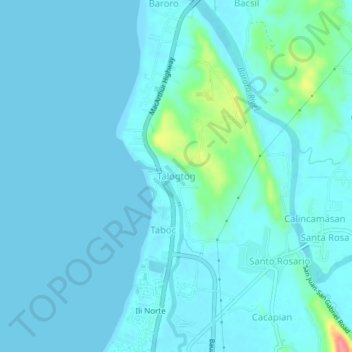 Mappa topografica Talogtog, altitudine, rilievo
