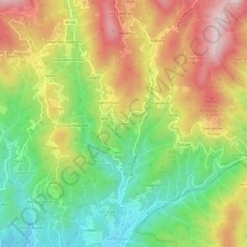 Mappa topografica Fronto, altitudine, rilievo